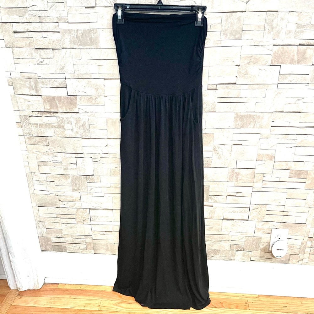 Strapless black maxi dress